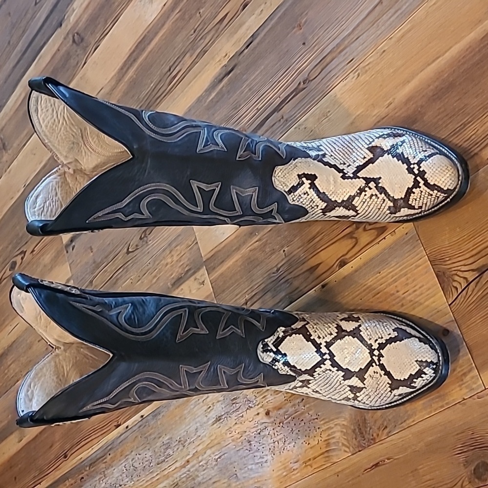 VINTAGE BISONTE COWBOY BOOTS "AVICK"Genuine Leather/Snakeskin,Unisex - Picture 3 of 17